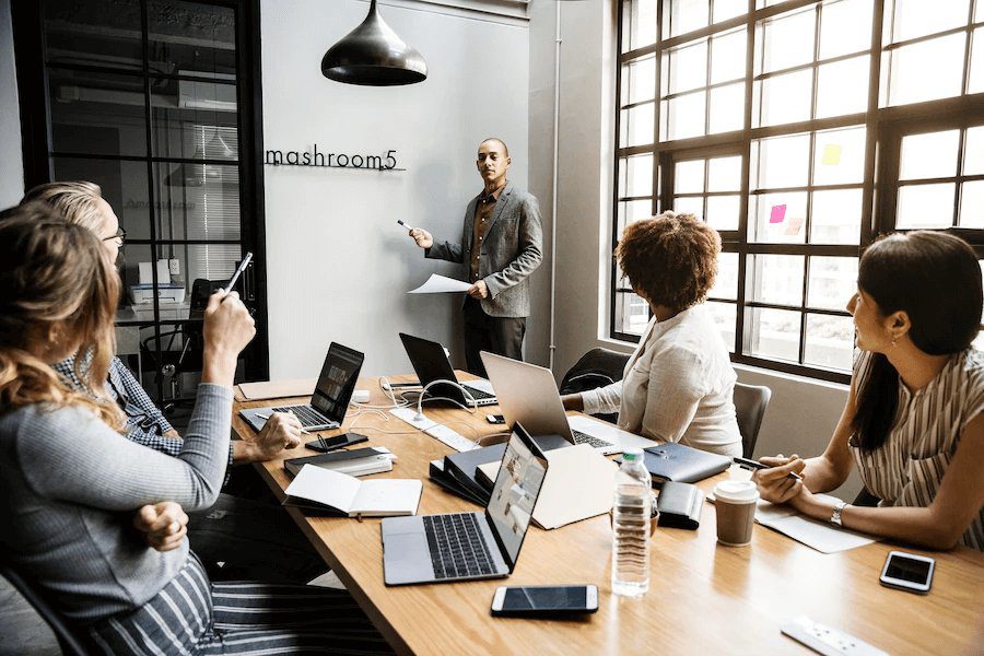 Employees in a meeting