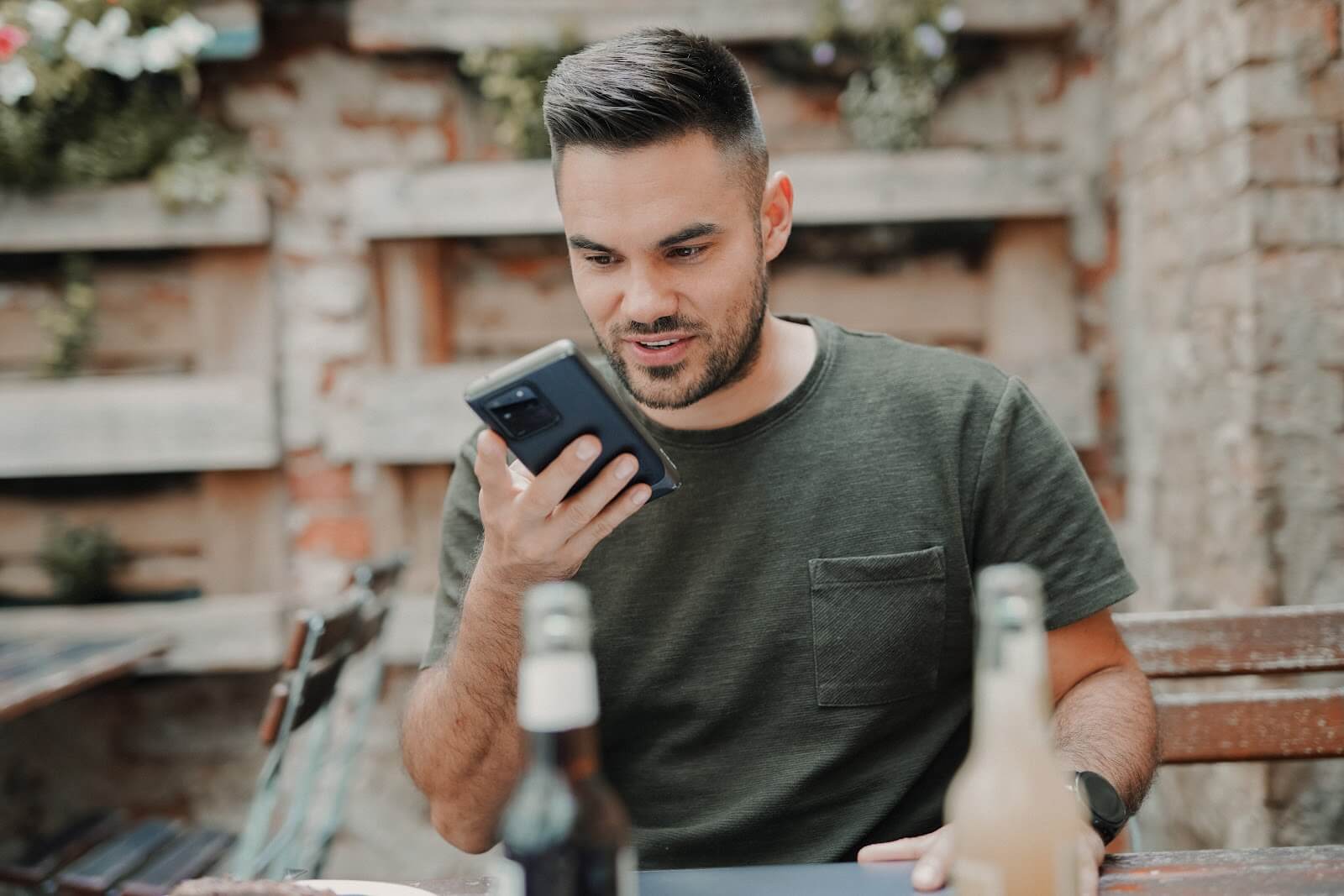 Man sending a voice note